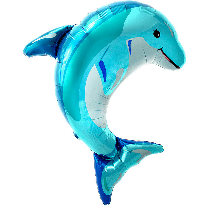 Blauer Delphin Folienballon für deinen Geburtstag. Toller Effekt mit seinen 79cm