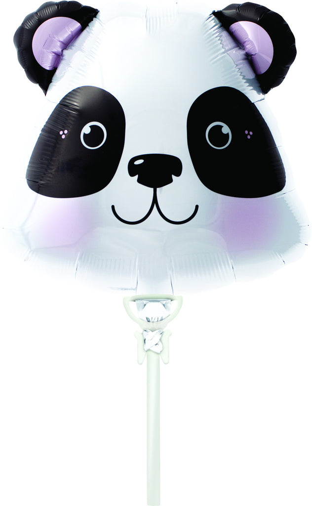 Panda Bär Ballon, Folienballon am Strohhalm, 35cm, schwarz weiss für Cro Fans