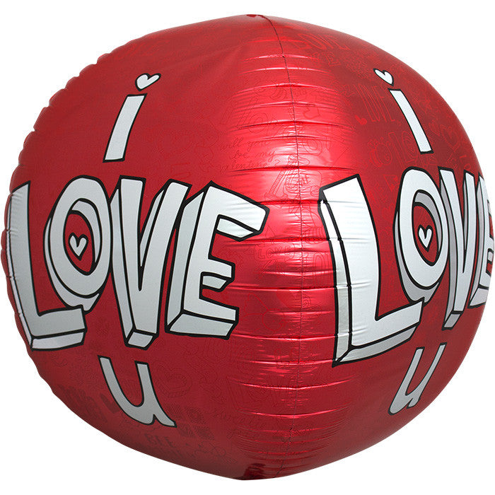 Kugel Folienballon in Rot mit der Aufschrift I LOVE YOU, große 43cm
