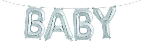 Baby Ballon Girlande silber Babyshower party Gratulation Folienballon balloon silver garland