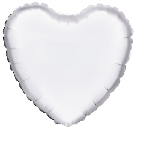 Herz Folienballon 45cm Durchmesser in der Farbe Weiss für Babyshower oder Hochzeit zur Dekoration, kann mit Luft oder Helium gefüllt werden