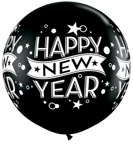 XL Silvester Happy New Year Latex Ballon Schwarz