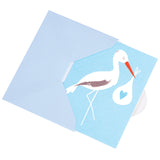 Grusskarte Storch Rosa/hellblau