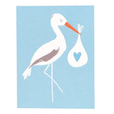 Grusskarte Storch Rosa/hellblau