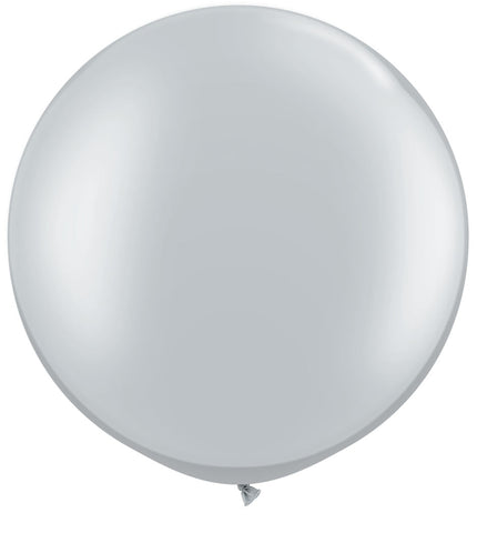 Ballon XL Riesenballon 90cm Latex Naturlatex abbaubar in silber metallic Party, Silvester mit Helium oder Luft zu befüllen