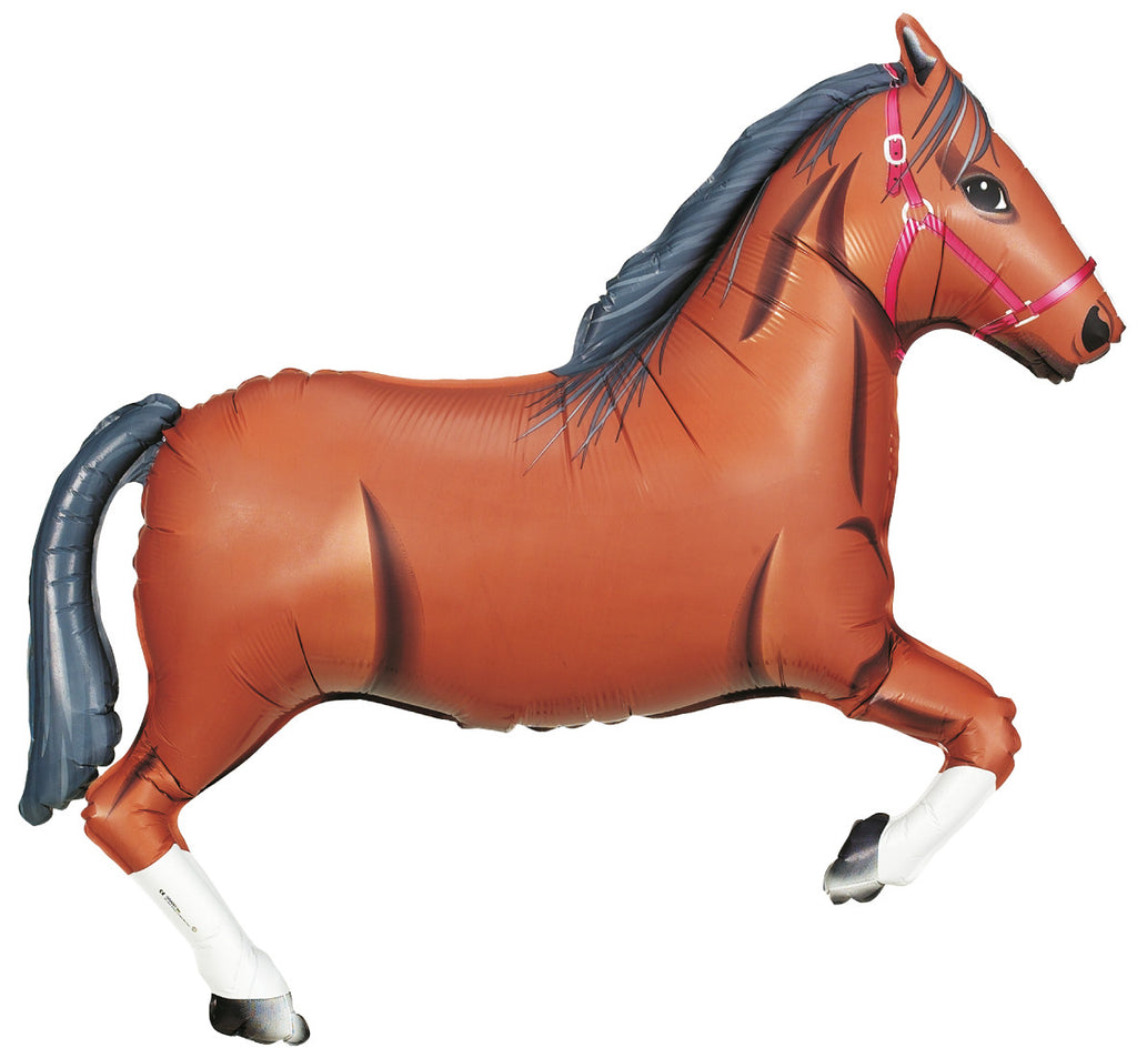 Braunes Pony oder Pferd als Folienballon für deine Pony Geburtstagsparty
