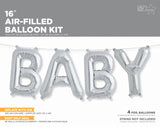Baby Ballon Girlande silber Babyshower party Gratulation Folienballon balloon silver garland